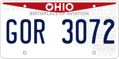 OH license plate GOR3072