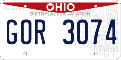 OH license plate GOR3074