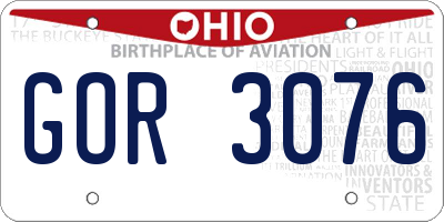 OH license plate GOR3076
