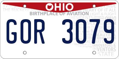 OH license plate GOR3079