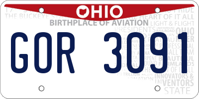 OH license plate GOR3091