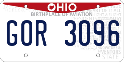 OH license plate GOR3096