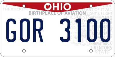 OH license plate GOR3100