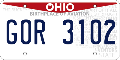 OH license plate GOR3102