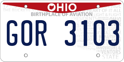 OH license plate GOR3103