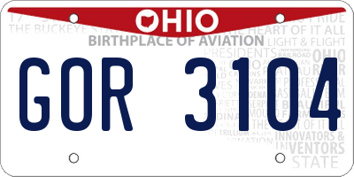 OH license plate GOR3104