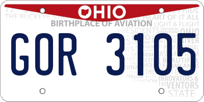 OH license plate GOR3105