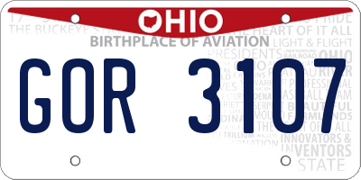 OH license plate GOR3107