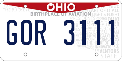 OH license plate GOR3111
