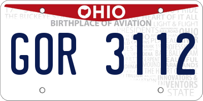 OH license plate GOR3112
