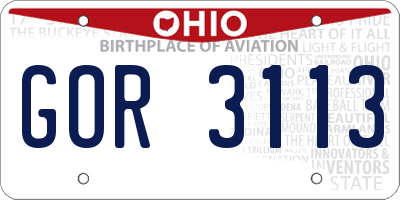 OH license plate GOR3113