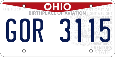 OH license plate GOR3115