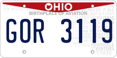 OH license plate GOR3119