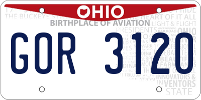 OH license plate GOR3120