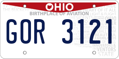 OH license plate GOR3121