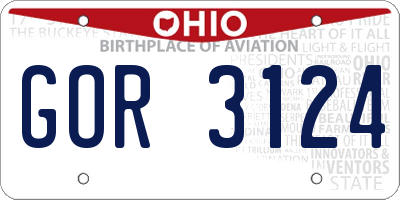OH license plate GOR3124