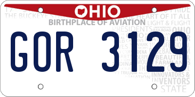 OH license plate GOR3129
