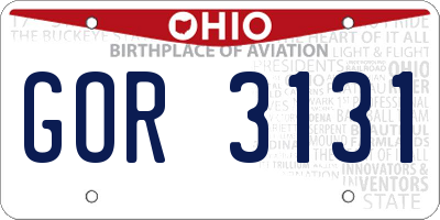 OH license plate GOR3131