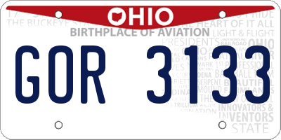 OH license plate GOR3133