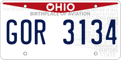 OH license plate GOR3134