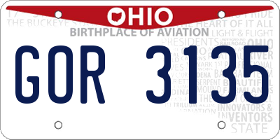 OH license plate GOR3135