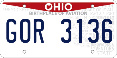 OH license plate GOR3136
