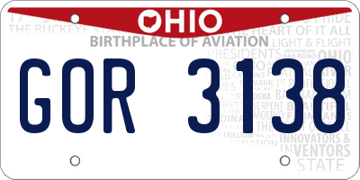 OH license plate GOR3138