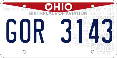 OH license plate GOR3143