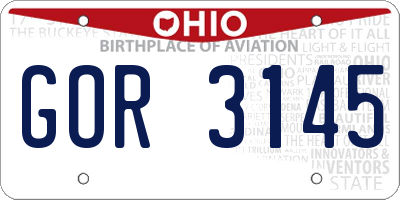 OH license plate GOR3145