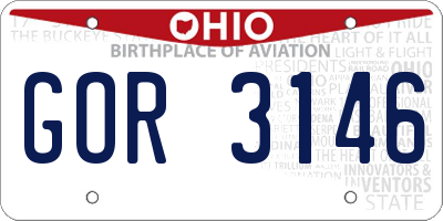 OH license plate GOR3146