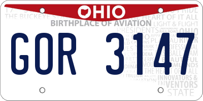 OH license plate GOR3147