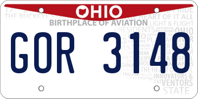 OH license plate GOR3148
