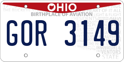 OH license plate GOR3149