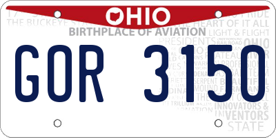 OH license plate GOR3150