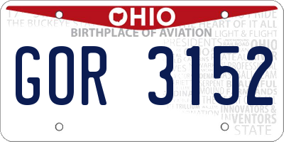 OH license plate GOR3152