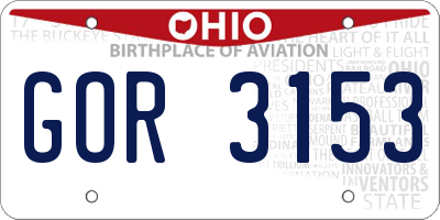 OH license plate GOR3153