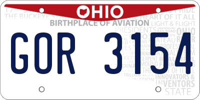 OH license plate GOR3154