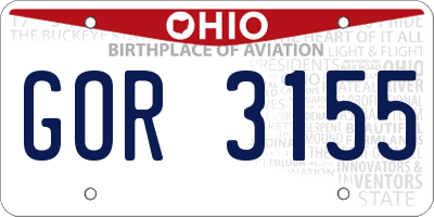 OH license plate GOR3155