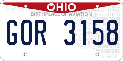 OH license plate GOR3158