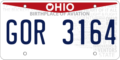 OH license plate GOR3164