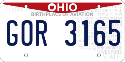 OH license plate GOR3165