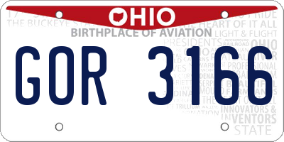 OH license plate GOR3166