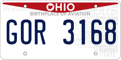 OH license plate GOR3168