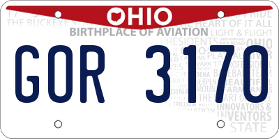 OH license plate GOR3170