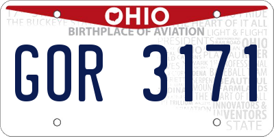 OH license plate GOR3171