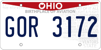 OH license plate GOR3172