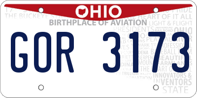 OH license plate GOR3173