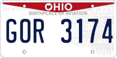 OH license plate GOR3174