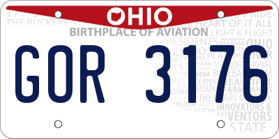 OH license plate GOR3176