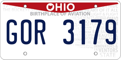 OH license plate GOR3179